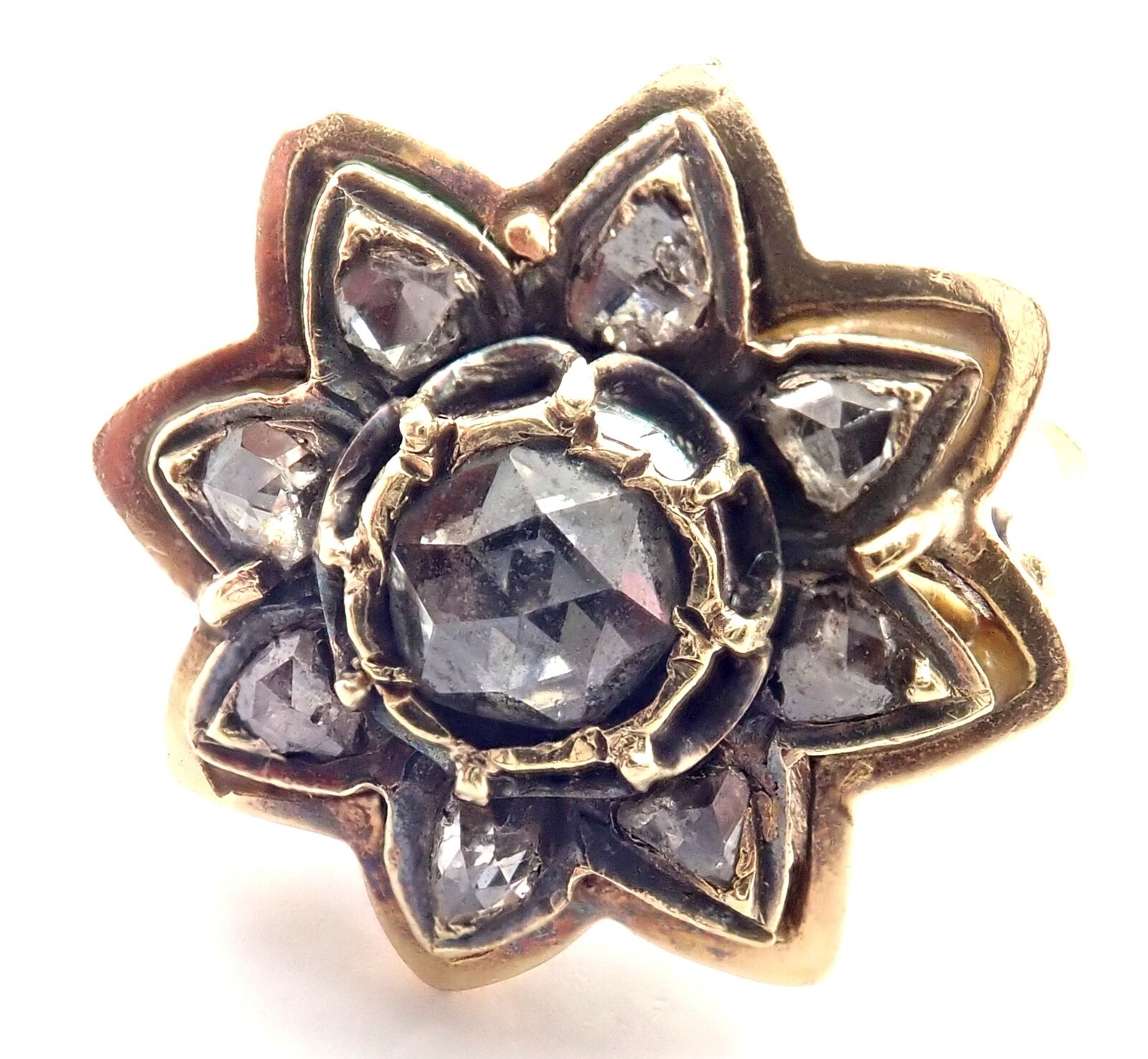 Karl Faberge Jewelry & Watches:Fine Jewelry:Rings Antique! Imperial Russian Karl Faberge 18k 72 Yellow Gold Diamond Flower Ring