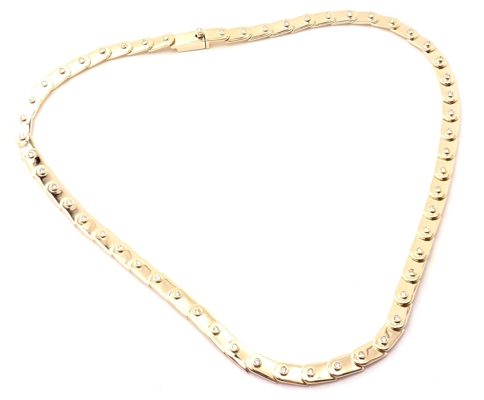 Rare! Authentic Gucci 18k Yellow Gold Diamond Tennis Necklace | Fortrove