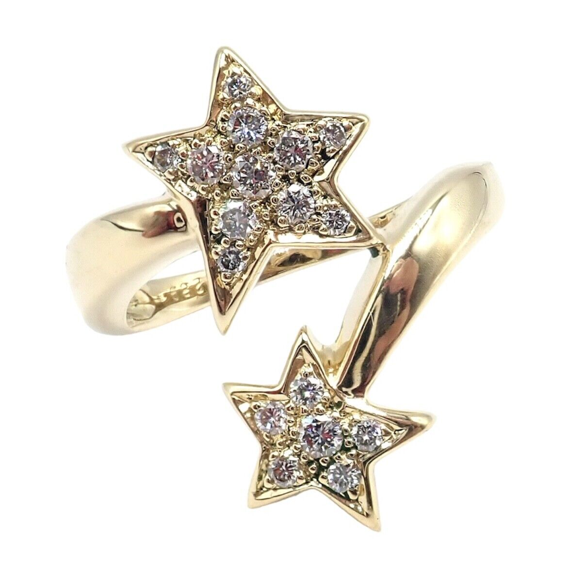 Chanel Comete 18k Yellow Gold Diamond Cocktail Stars Ring sz 6.5 | Fortrove