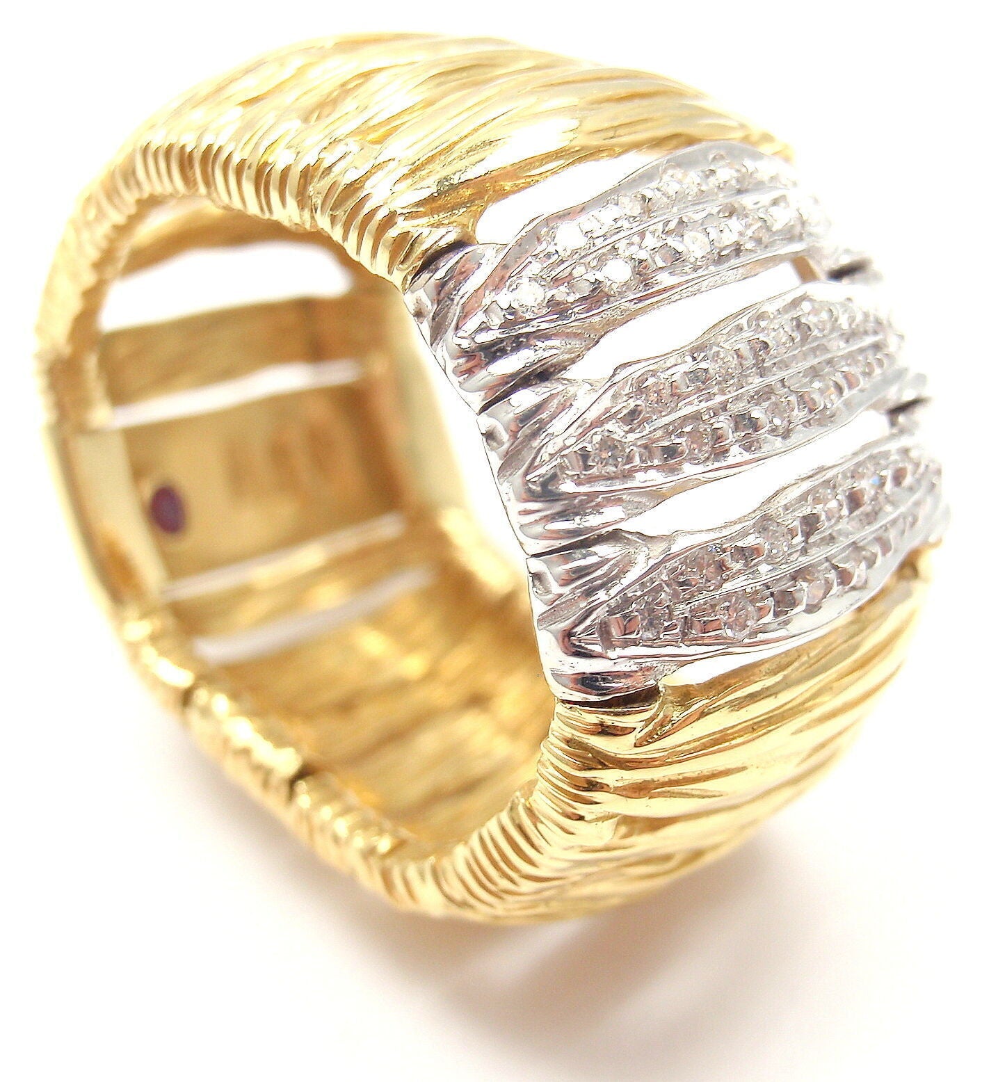 Roberto Coin Jewelry & Watches:Fine Jewelry:Rings Authentic! Roberto Coin Elephant Skin Domed 18k Yellow Gold Diamond Band Ring