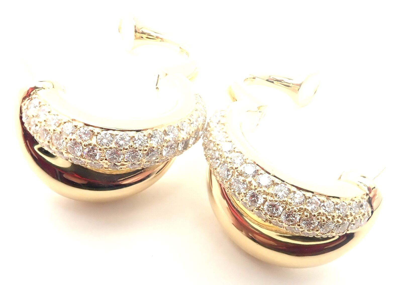 Authentic! Mauboussin Paris 18k Yellow Gold Diamond Double Hoop Earrings | Fortrove