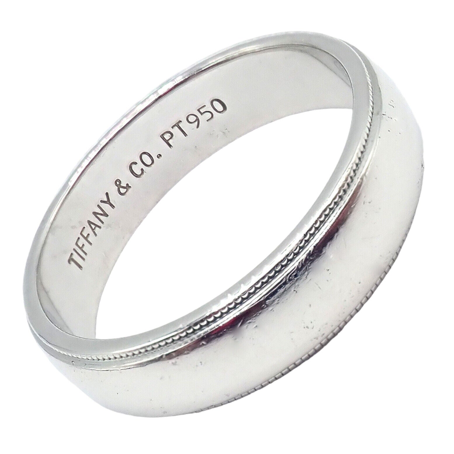 Tiffany & Co. Platinum 6mm Band Classic Milgrain Mens Band Ring Sz 11.5 | Fortrove