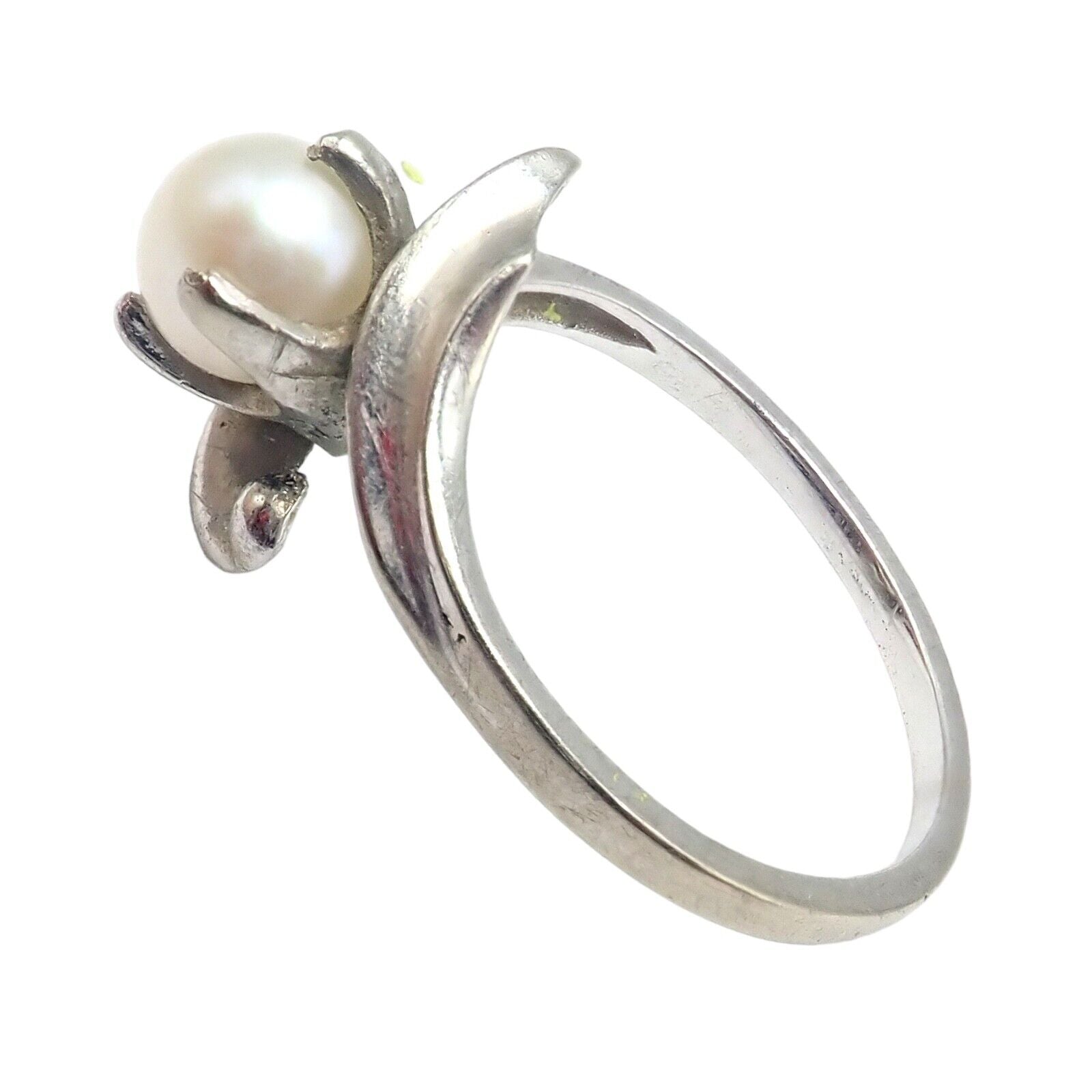 Vintage Estate 10k White Gold Pearl DB Dawkins Benny Ring sz 6.5 | Fortrove