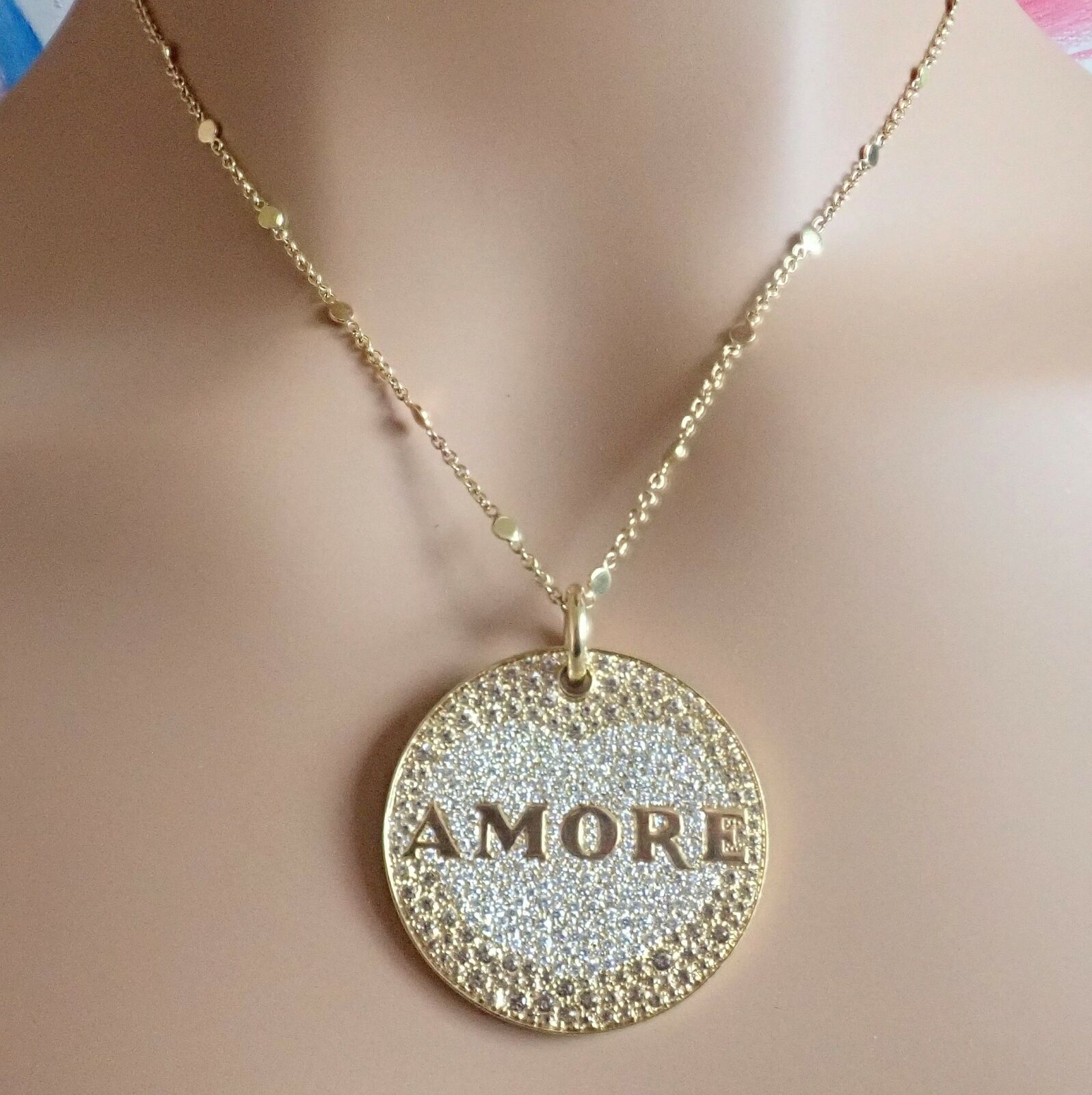 Pasquale Bruni 18k Yellow Gold Large Diamond + Sapphire Amore Pendant Necklace | Fortrove