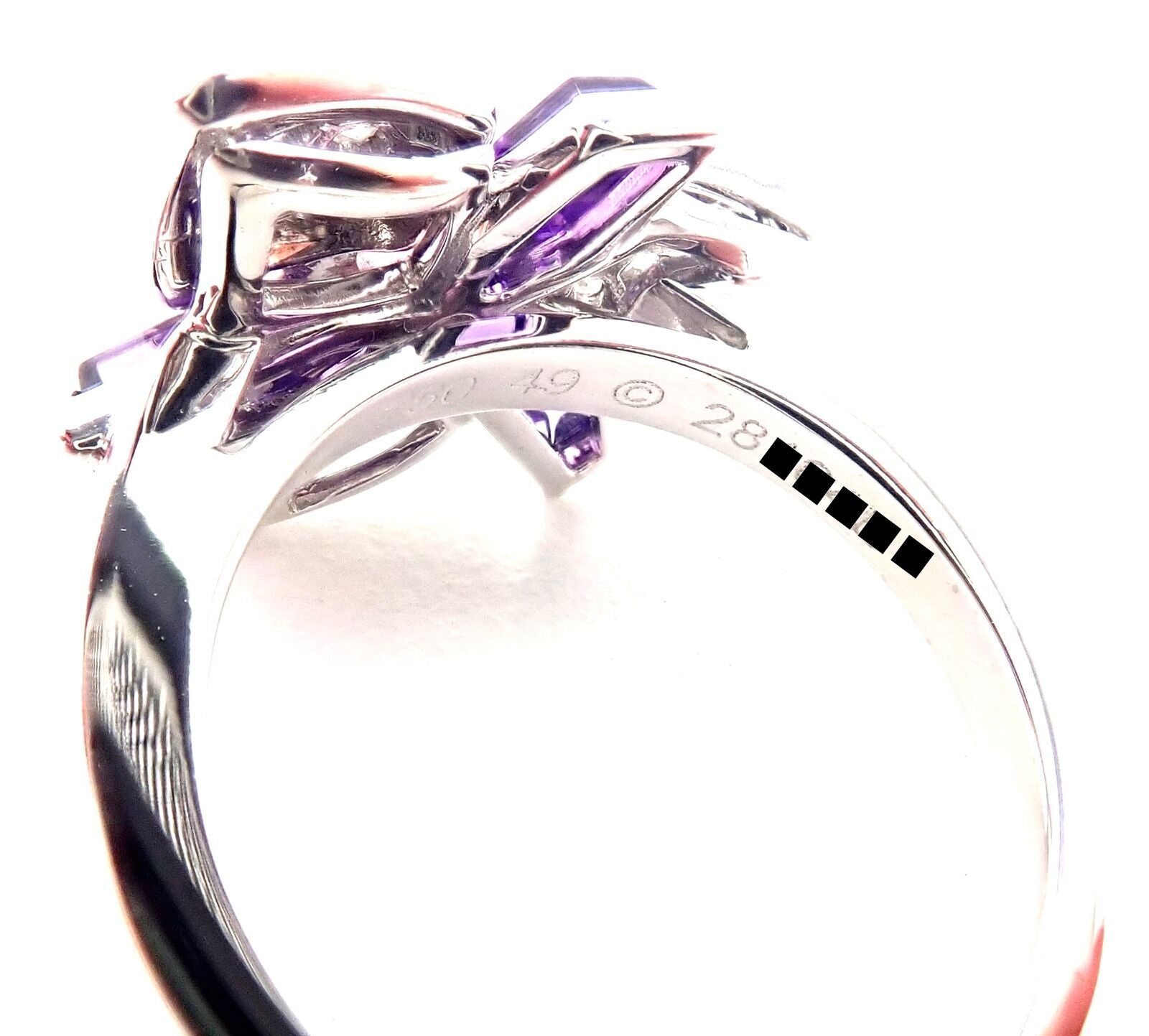 Cartier Caresse D'orchidées Orchid Flower 18k White Gold Diamond Amethyst Ring | Fortrove