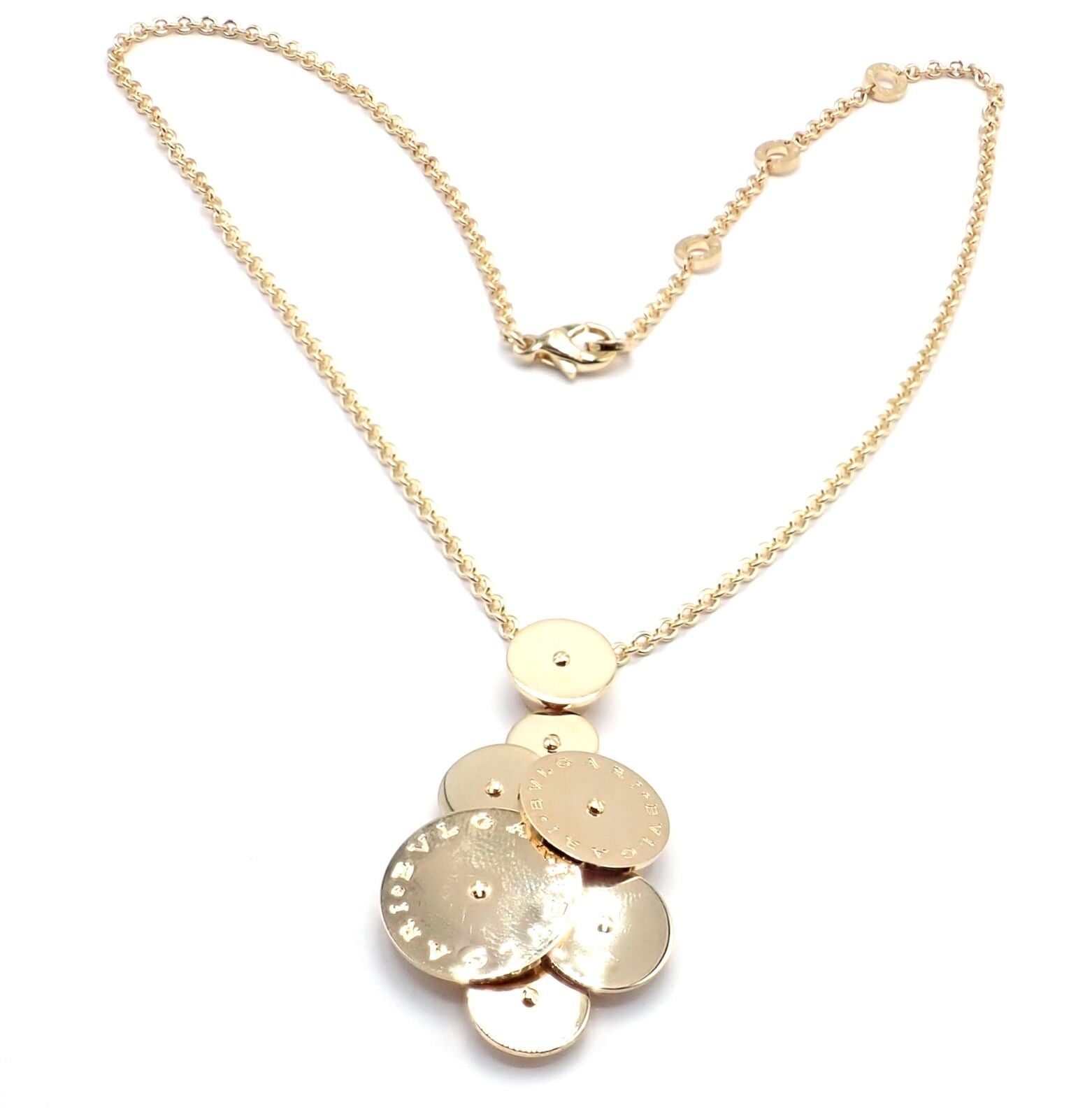 Authentic! Bulgari Bvlgari Cicladi 18k Yellow Gold Large Pendant Link Necklace | Fortrove