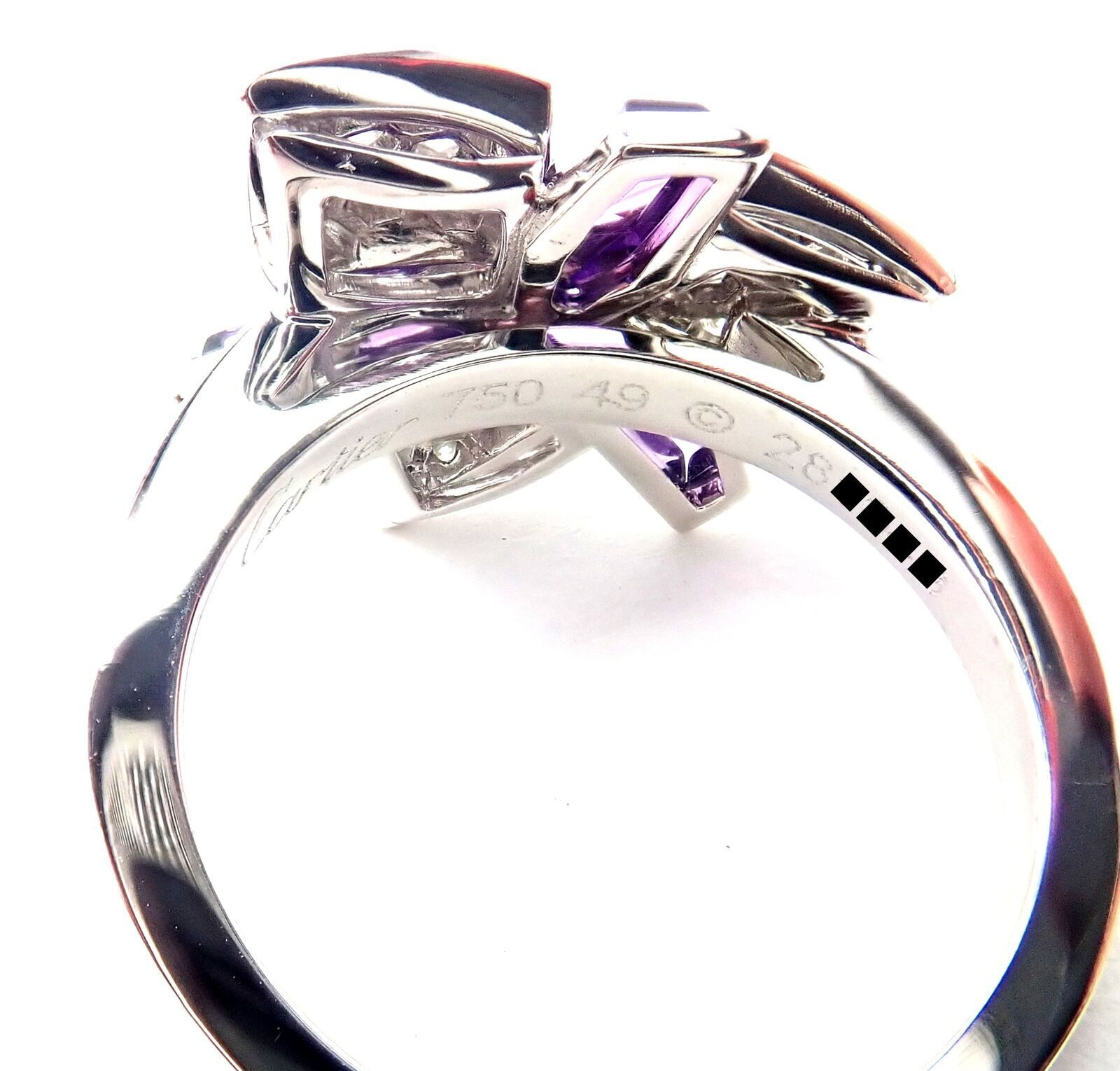 Cartier Caresse D'orchidées Orchid Flower 18k White Gold Diamond Amethyst Ring | Fortrove