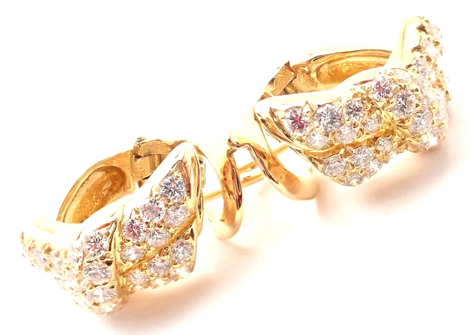 Rare! Authentic Van Cleef & Arpels 18k Yellow Gold Diamond Bow Earrings Paper | Fortrove