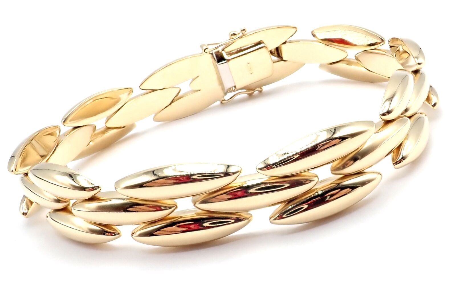 Cartier Jewelry & Watches:Fine Jewelry:Bracelets & Charms Authentic! Cartier Three-Row 18k Yellow Gold Gentiane Rice Link Bracelet