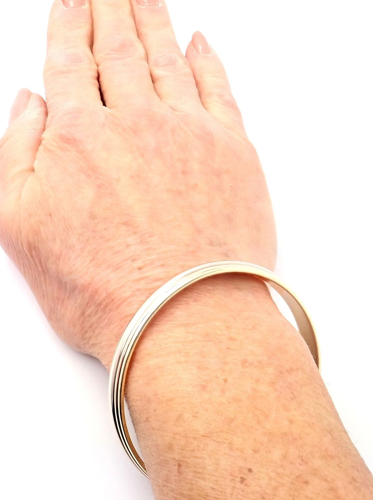 Rare! Cartier 18k Tricolor Gold Slip-On Bangle Bracelet 1990 | Fortrove