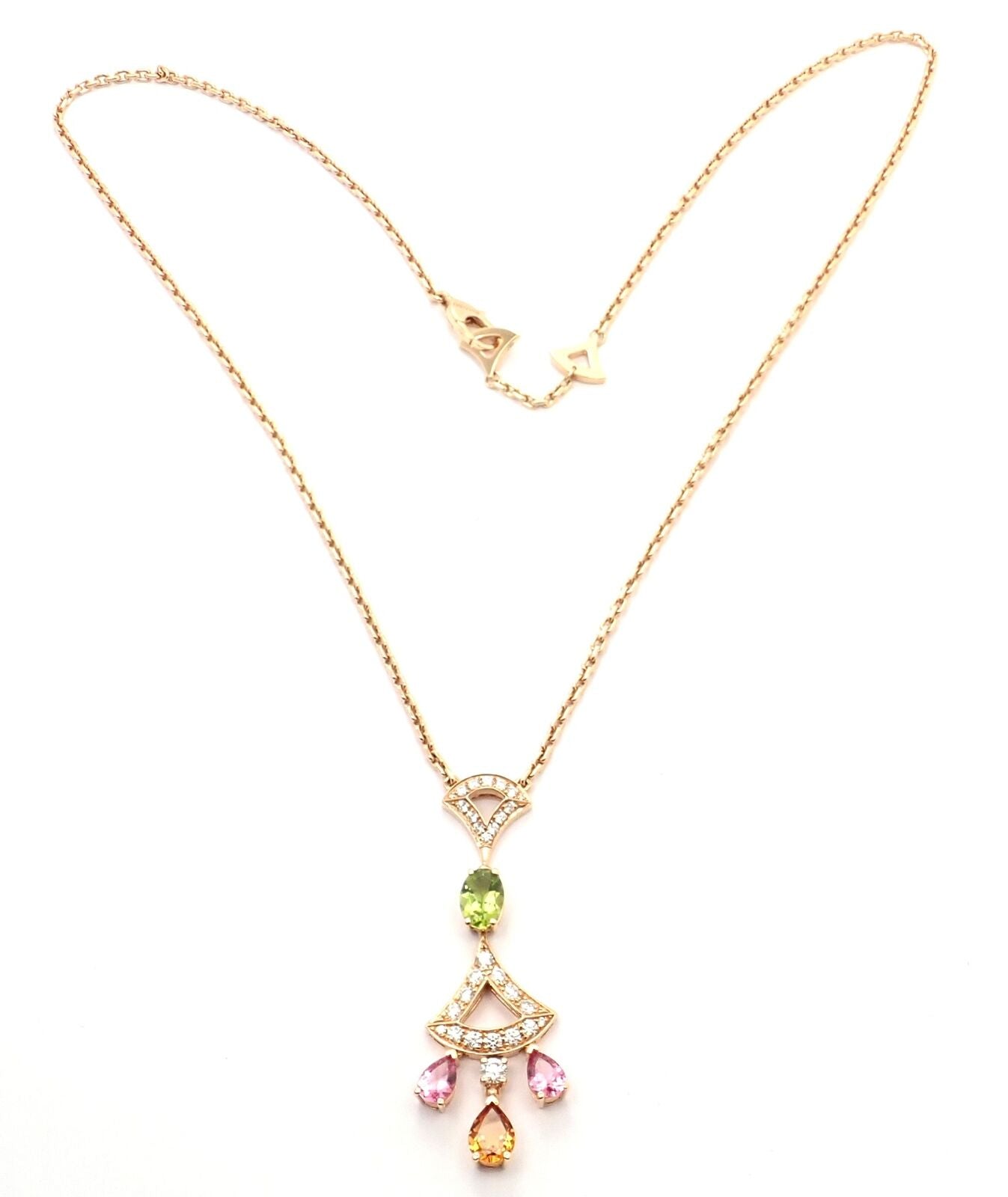 Authentic Bvlgari Bulgari Diva Dream 18k Rose Gold Diamond Peridot Necklace Cert | Fortrove