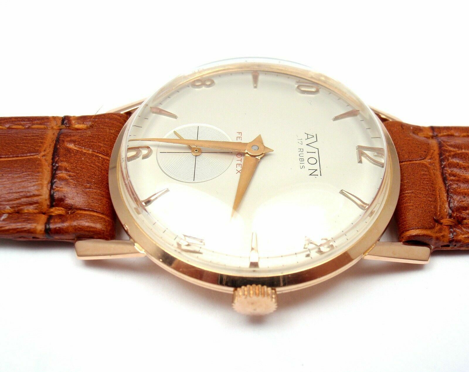 Authentic! Ferrotex Avion 18k Yellow Gold Manual Wind 17j Watch | Fortrove