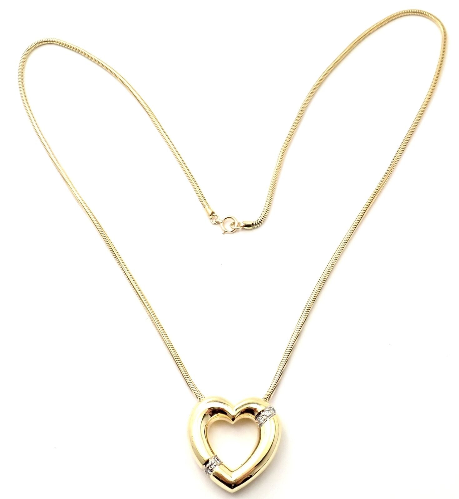 Authentic! Tiffany & Co Picasso 18k Yellow Gold Diamond Heart Pendant Necklace | Fortrove
