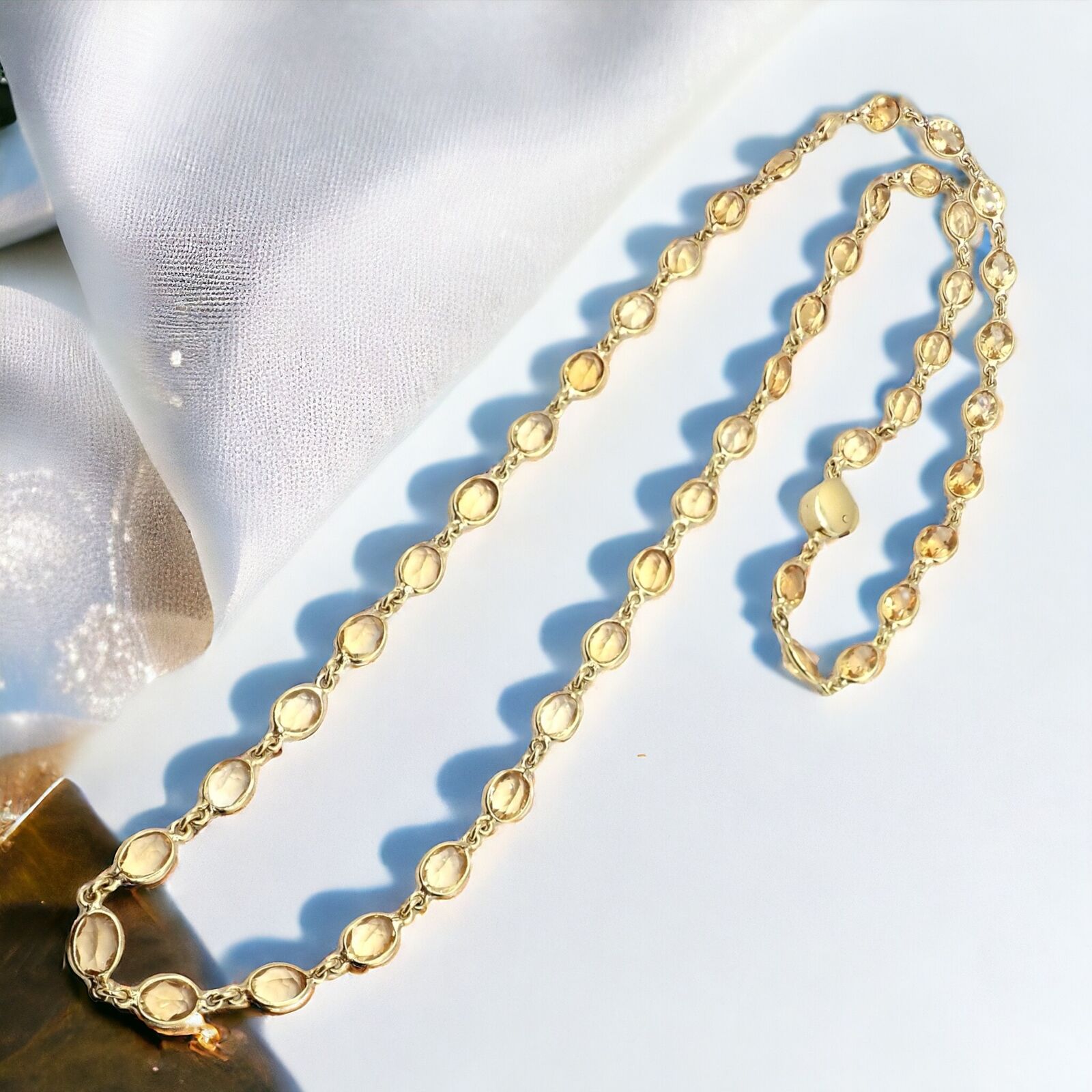 Rare! Authentic Laura Munder 18k Yellow Gold Citrine Long 24" Necklace | Fortrove