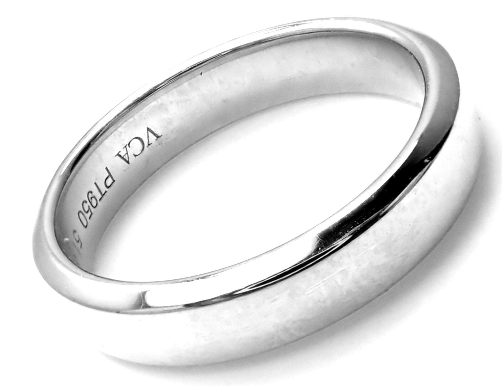 Authentic! Van Cleef & Arpels Toujours Platinum 4mm Wide Band Ring Size 51 | Fortrove