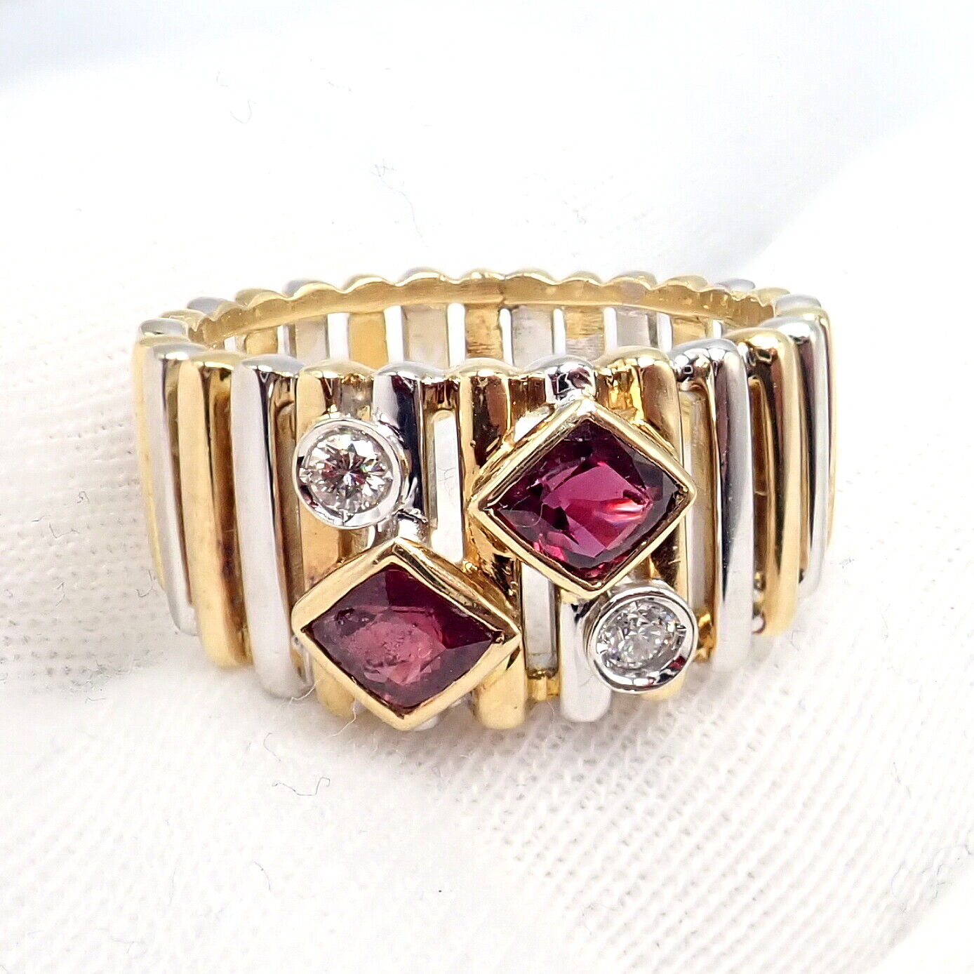 Rare! Authentic Van Cleef & Arpels 18k Yellow + White Gold Diamond Ruby Ring | Fortrove