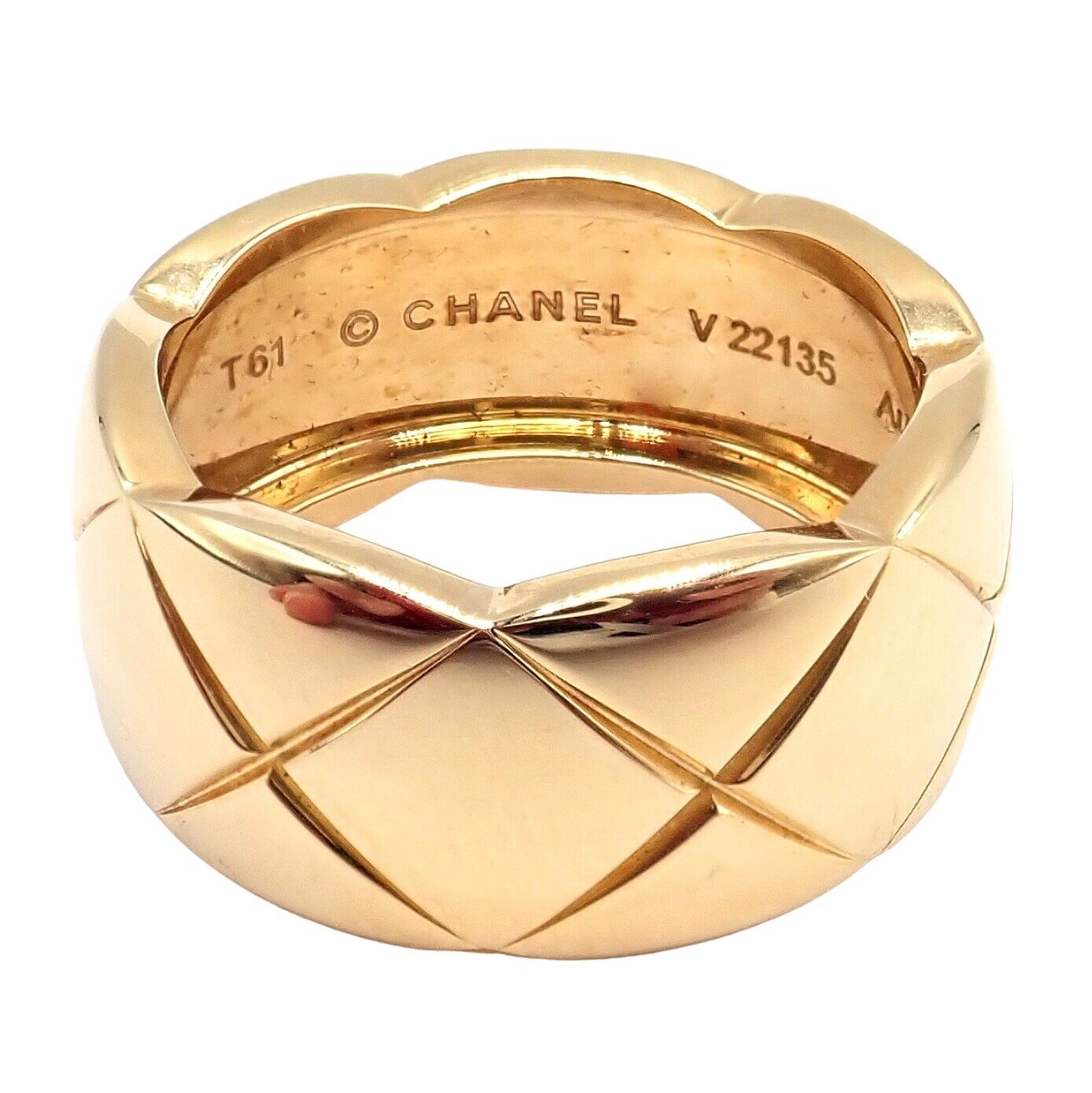 Authentic! Chanel 18k Yellow Gold Yellow Large Wide Coco Crush Band Ring | Fortrove