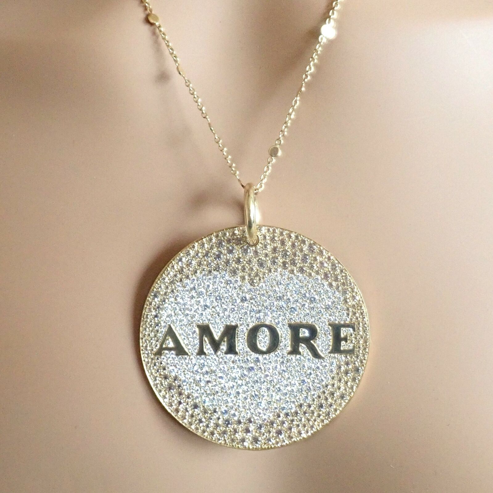 Pasquale Bruni 18k Yellow Gold Extra Large Diamond + Sapp Amore Pendant Necklace | Fortrove