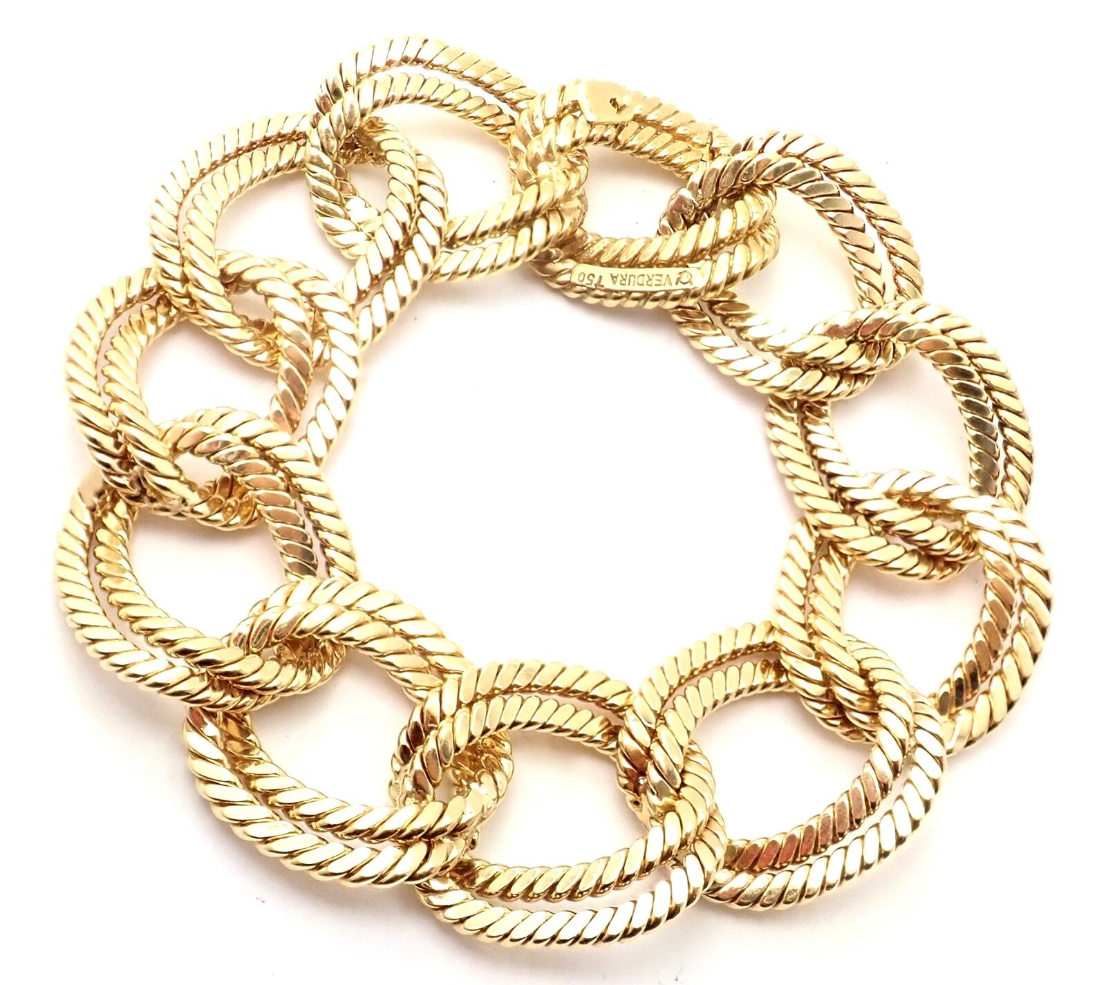Rare! Authentic Verdura 18k Yellow Gold Rope Link Bracelet | Fortrove