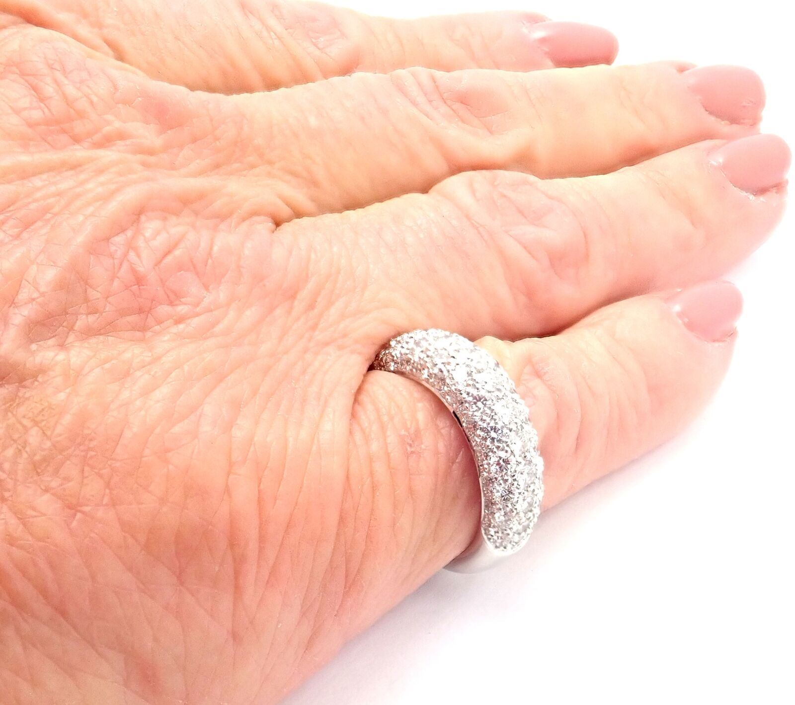 Authentic! Cartier Etincelle De Cartier 18k White Gold Diamond Band Ring | Fortrove