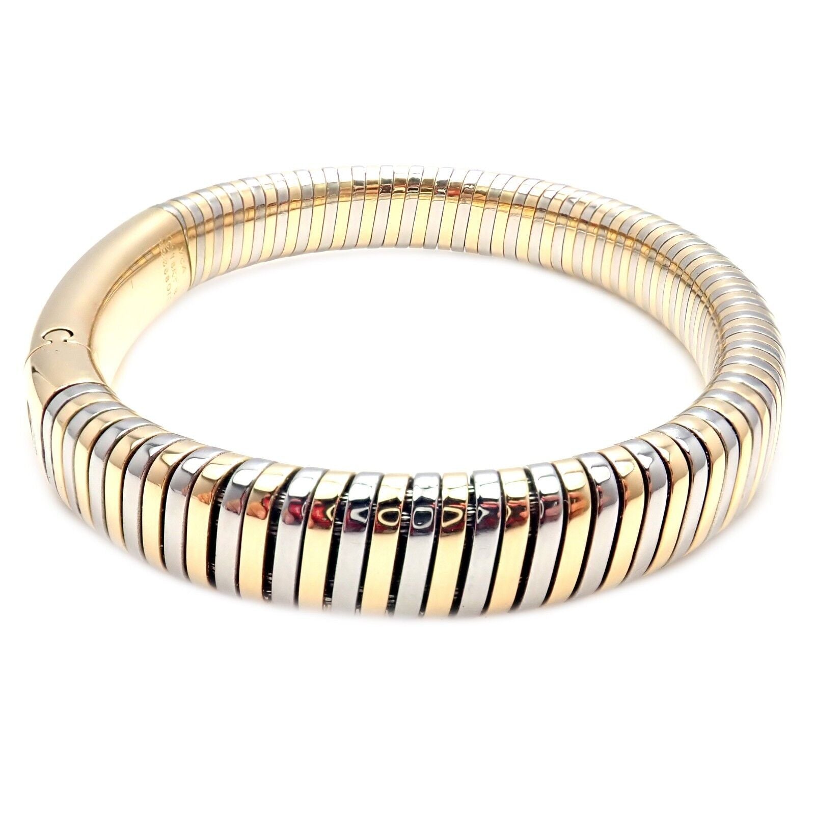 Authentic! Vintage Van Cleef & Arpels 18k Yellow Gold Steel Bangle Bracelet | Fortrove