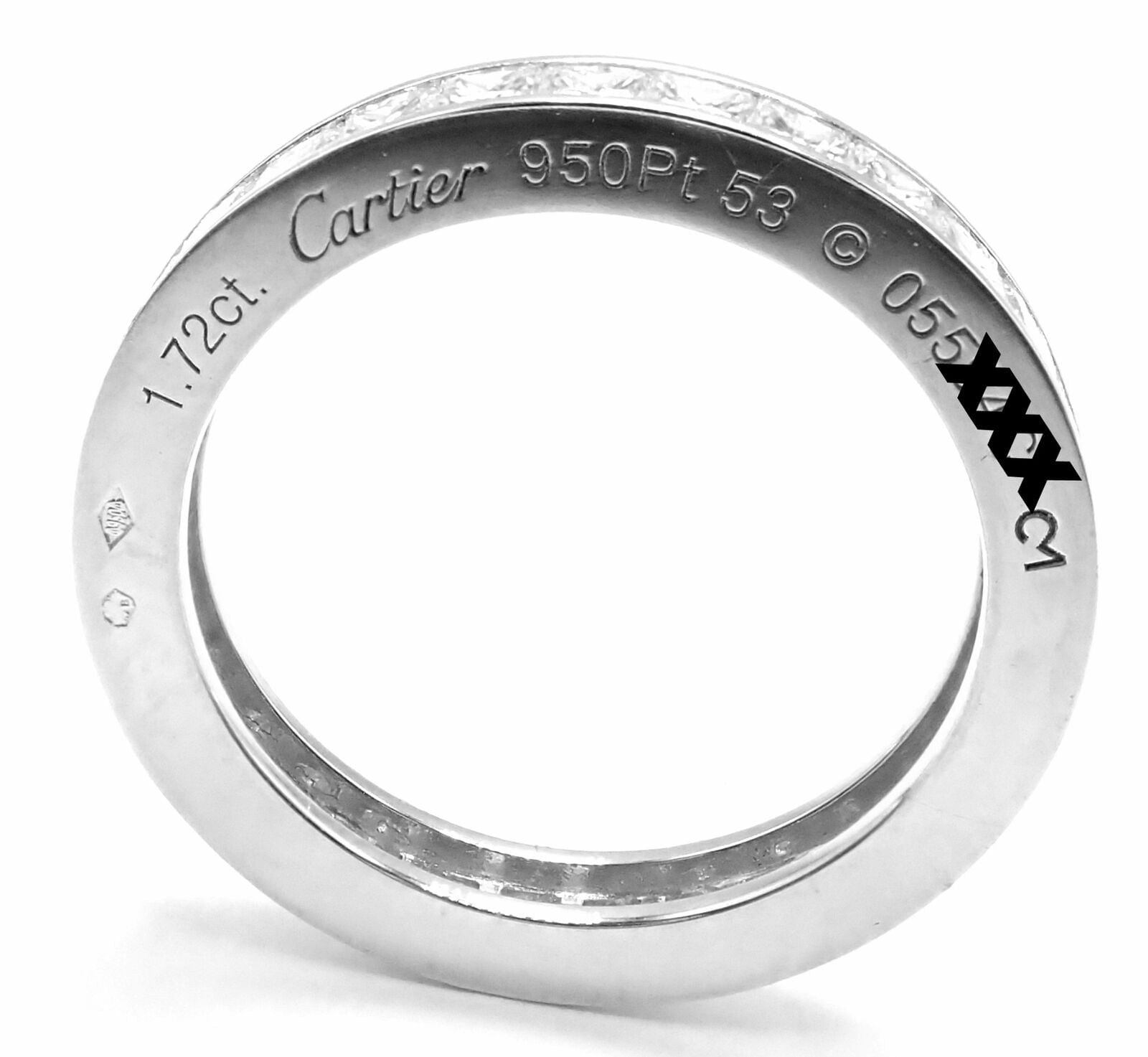 Cartier Platinum Princess Cut Diamond Eternity Band Ring Size 53 US 6.75 Paper | Fortrove