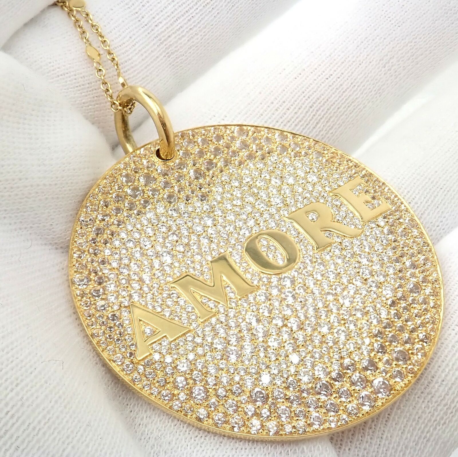 Pasquale Bruni 18k Yellow Gold Extra Large Diamond + Sapp Amore Pendant Necklace | Fortrove