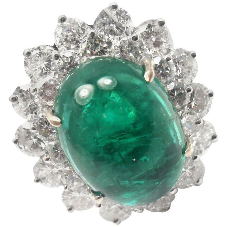 Authentic Craig Drake 18k White Gold Large 10.97ct Emerald Diamond Cocktail Ring | Fortrove