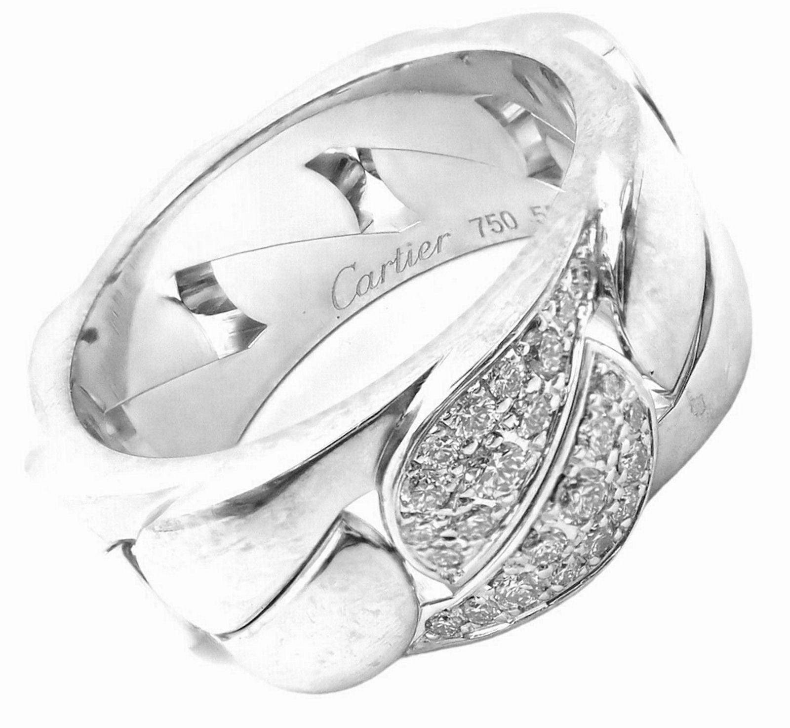 Authentic! Cartier 18k White Gold Diamond La Donna Band Ring size 6 eu 53 | Fortrove