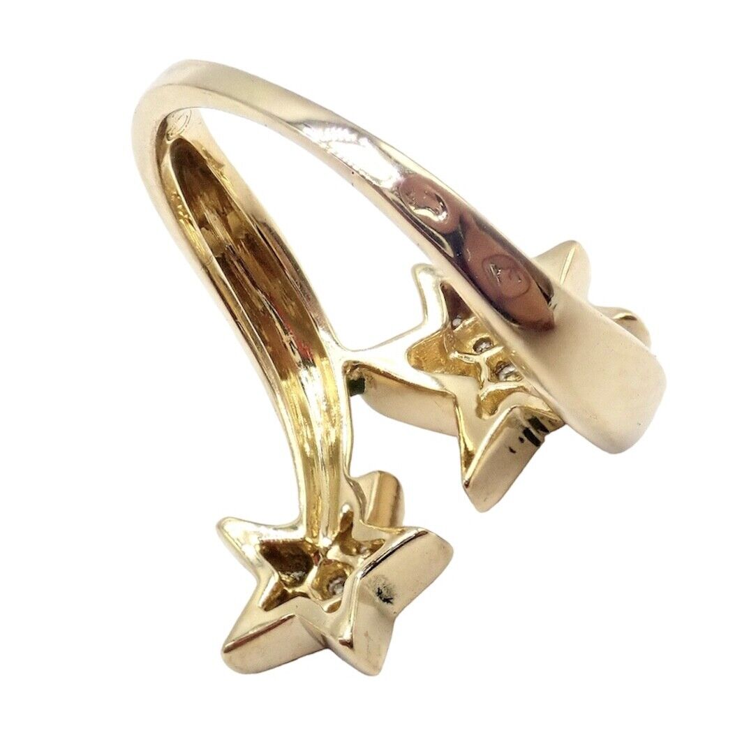 Chanel Comete 18k Yellow Gold Diamond Cocktail Stars Ring sz 6.5 | Fortrove