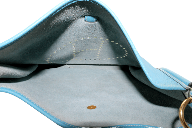 Authentic! Hermes Evelyne Blue Jean Clemence Leather GM Handbag Purse | Fortrove