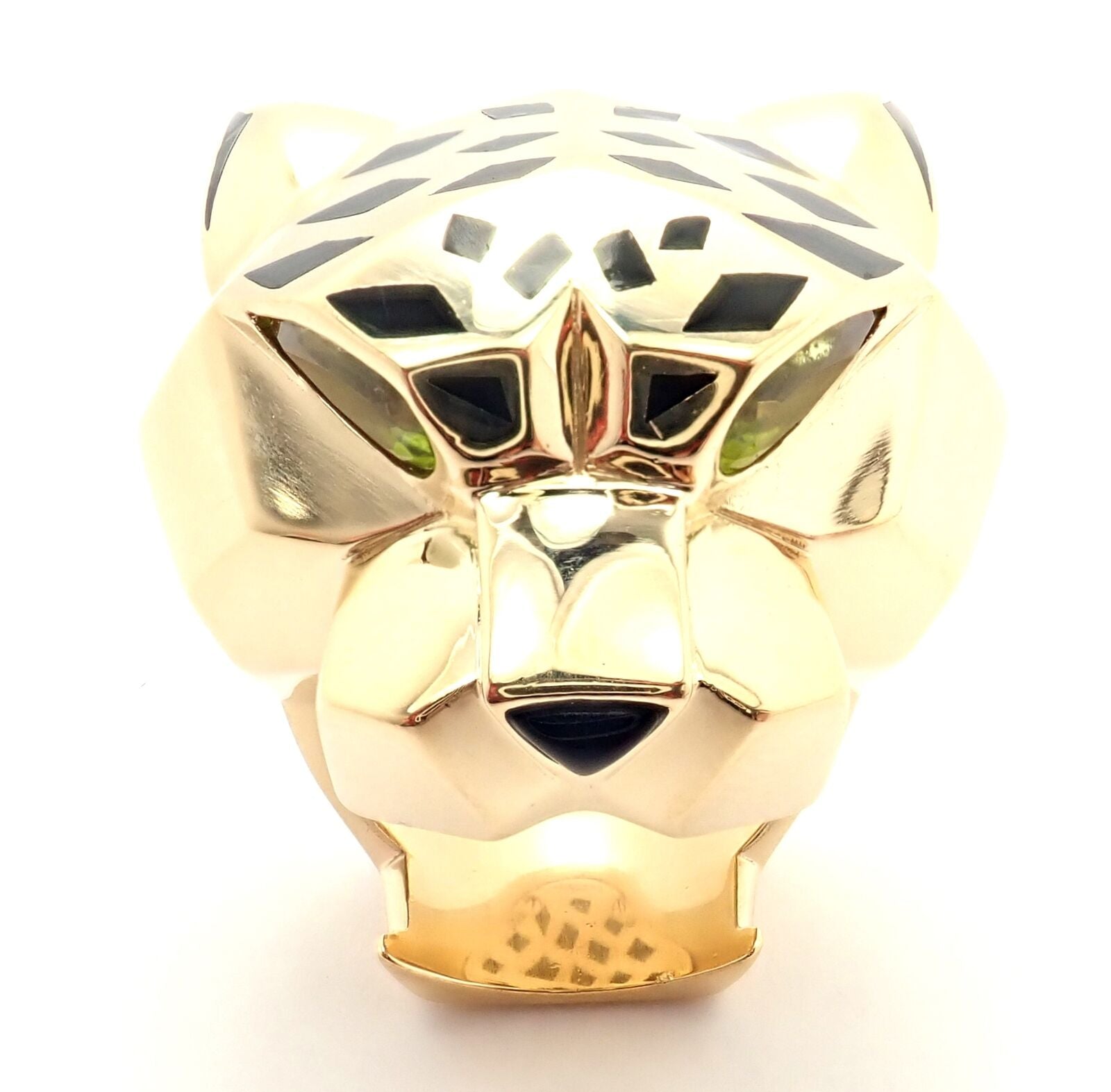 Cartier Jewelry & Watches:Fine Jewelry:Rings Cartier Panther Panthere 18k Yellow Gold Peridot Onyx Lacquer Large Ring Paper