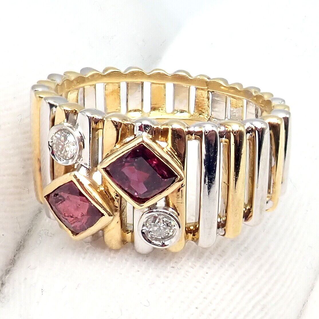 Rare! Authentic Van Cleef & Arpels 18k Yellow + White Gold Diamond Ruby Ring | Fortrove