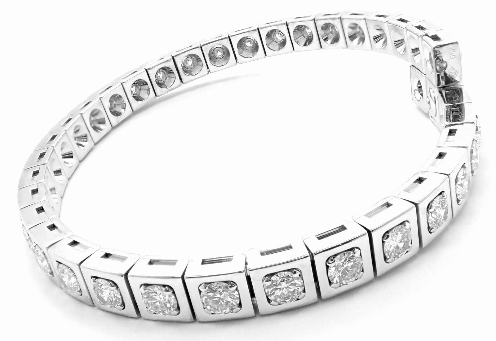 Rare! Authentic Cartier Tectonique 18k White Gold Diamond Tennis Bracelet | Fortrove