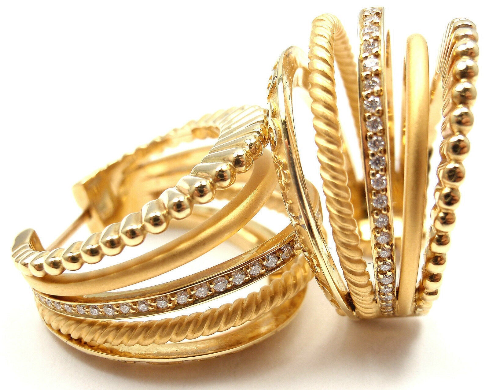 New! Authentic Carrera Y Carrera Melodia 18k Yellow Gold Diamond Hoop Earrings | Fortrove