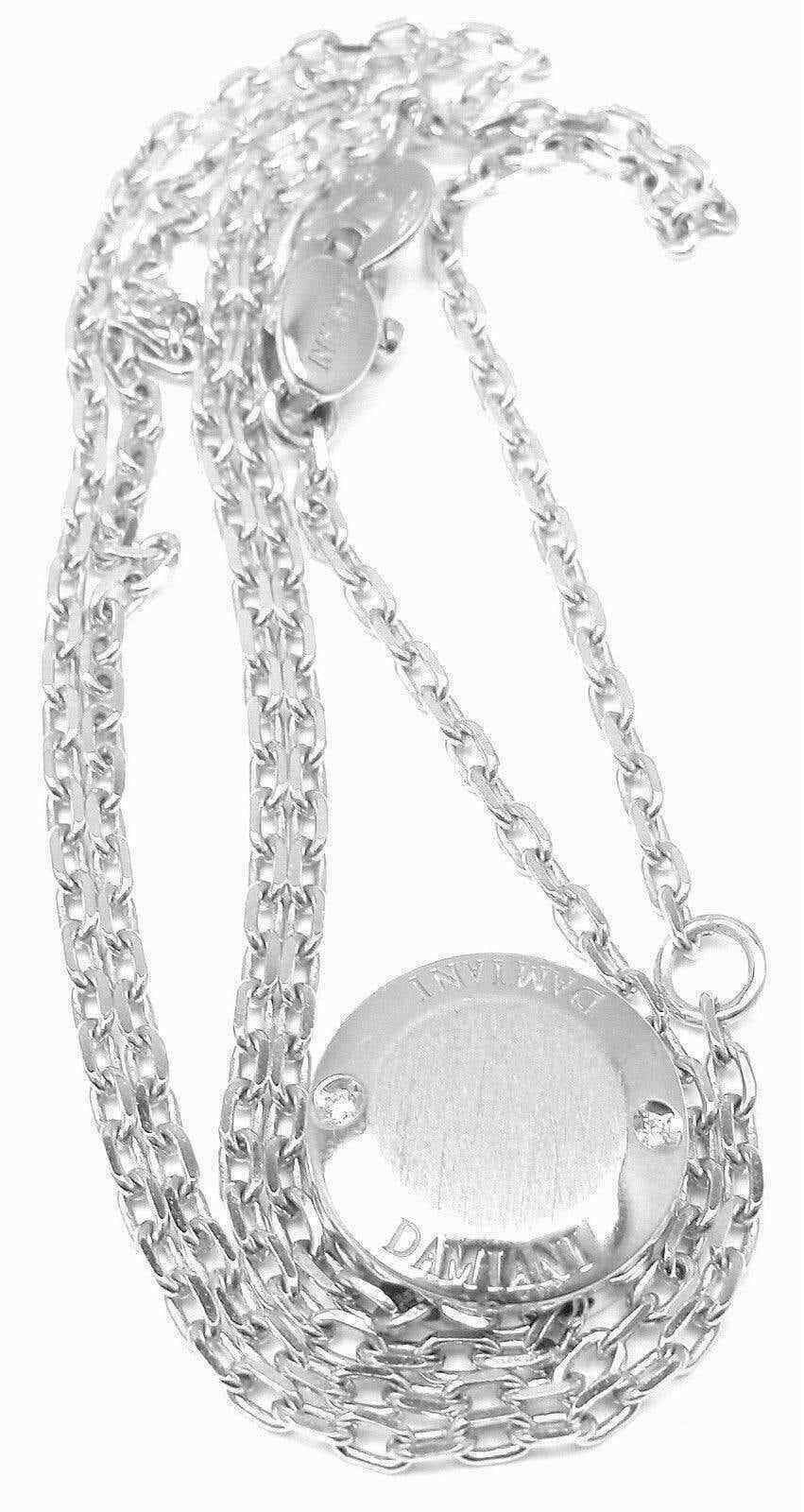 Authentic! Damiani Blasoni Diamond 18k White Gold Pendant Necklace | Fortrove