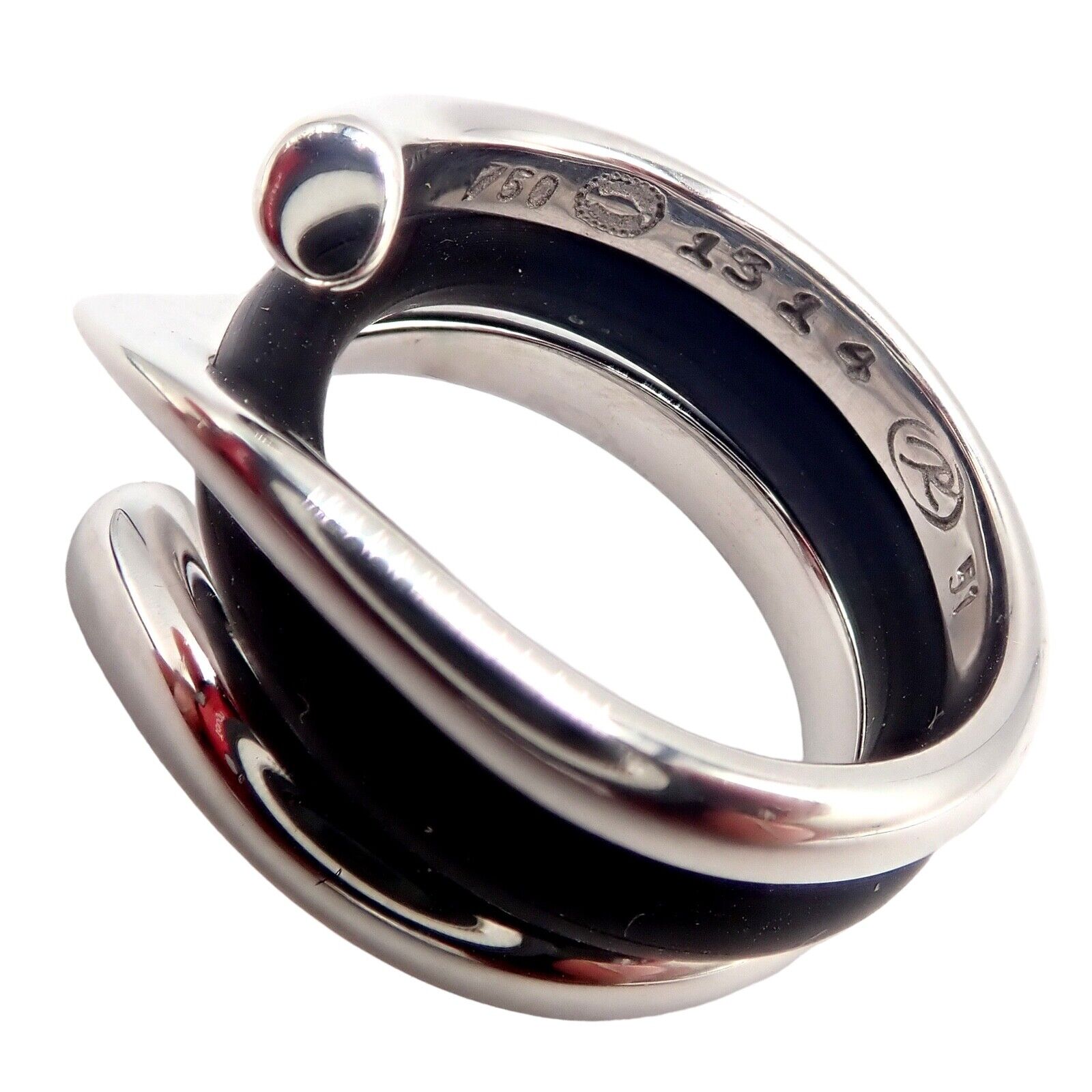 Authentic! Georg Jensen 18K White Gold Magic Rubber Ring sz 5.5 51 | Fortrove