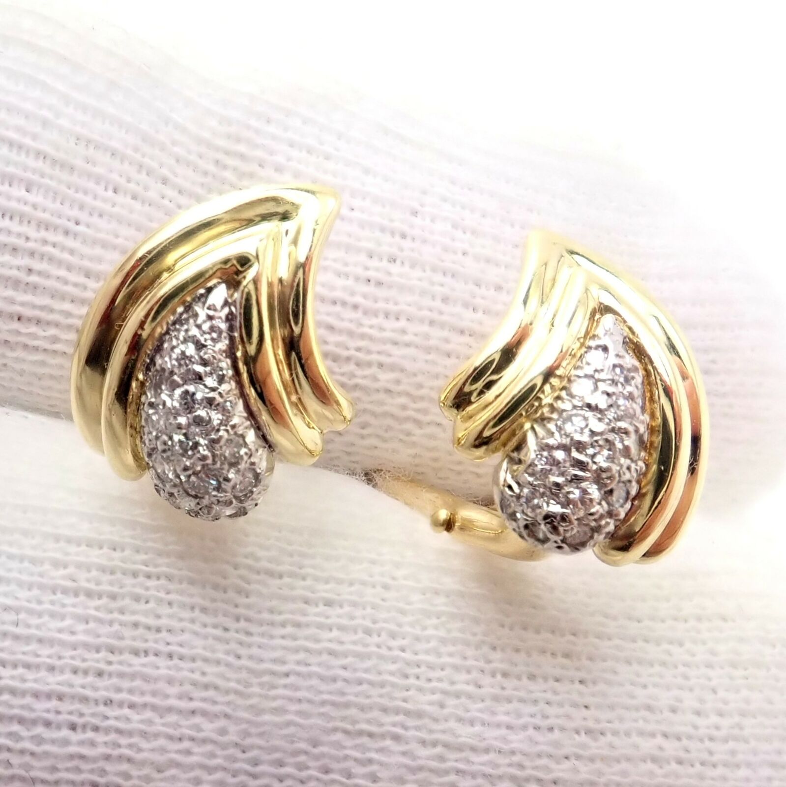 Authentic! Tiffany & Co 18k Yellow Gold Diamond Teardrop Earrings | Fortrove
