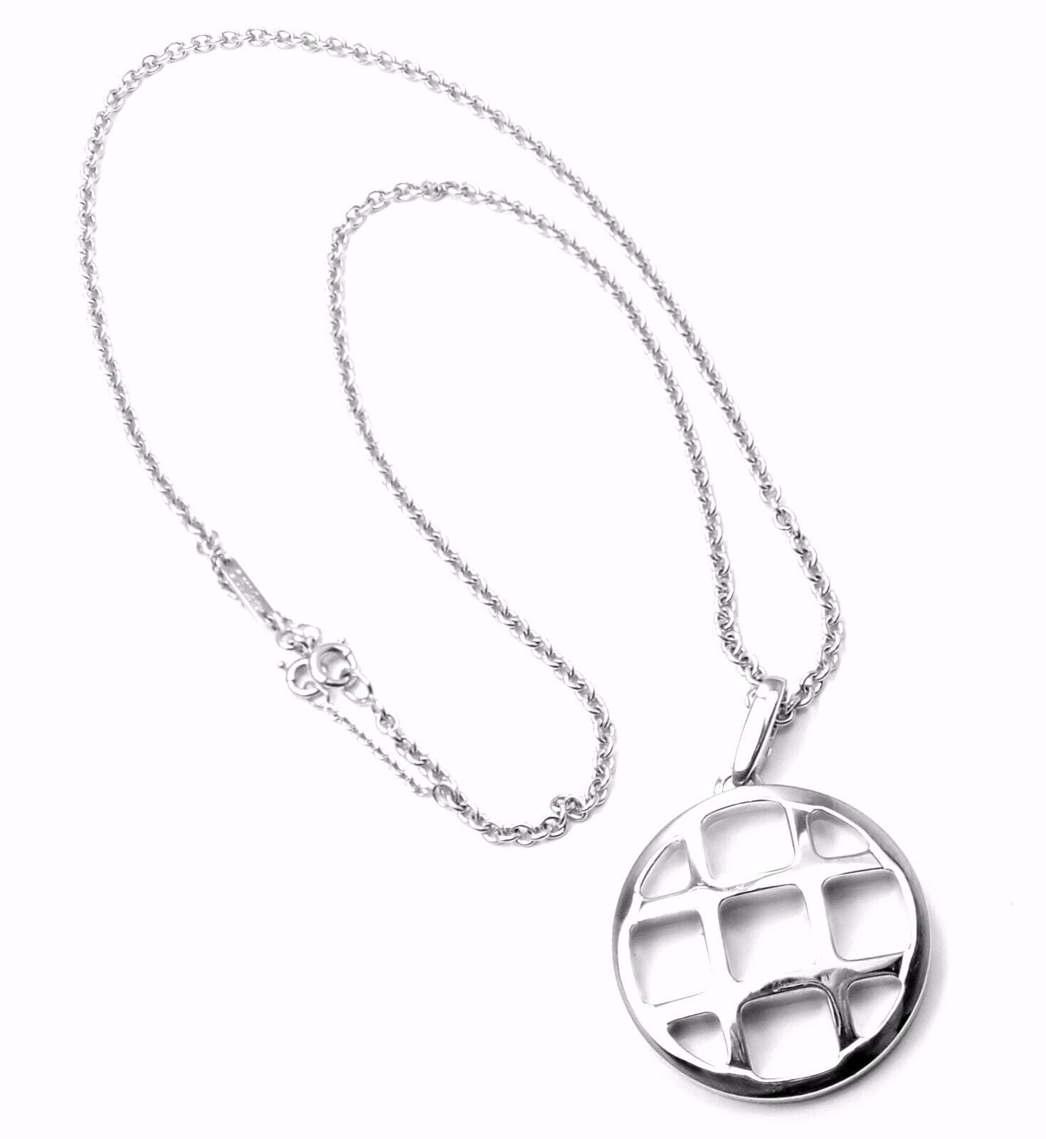 Authentic! Cartier 18k White Gold Pasha Large Pendant Chain Necklace | Fortrove