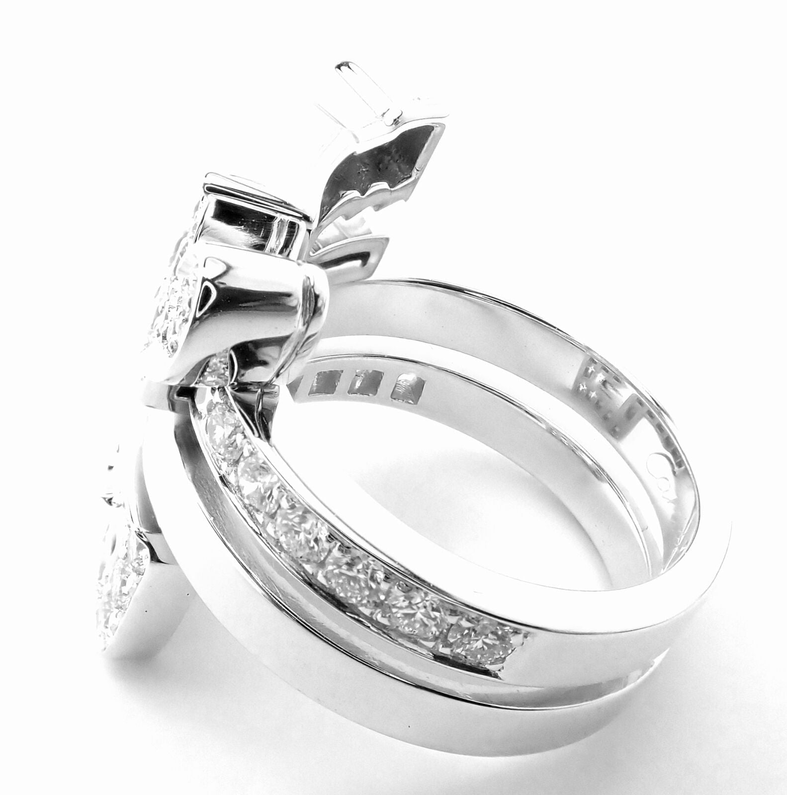 Authentic! Cartier Le Baiser Du Dragon 18k White Gold Diamond Ruby Ring Paper | Fortrove