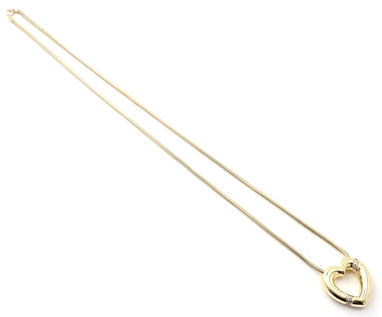 Authentic! Tiffany & Co Picasso 18k Yellow Gold Diamond Heart Pendant Necklace | Fortrove