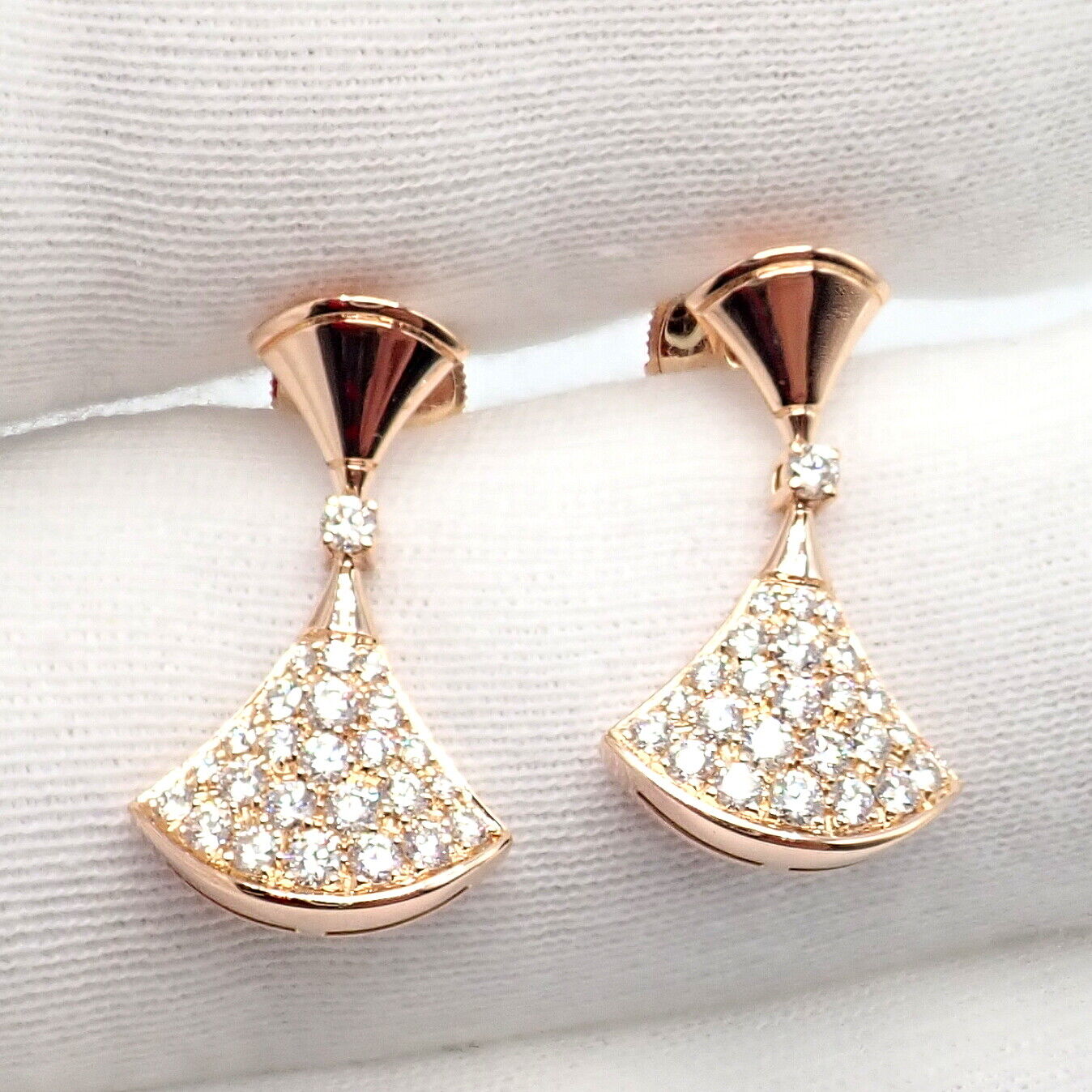 Bvlgari Jewelry & Watches:Fine Jewelry:Earrings Authentic! Bulgari Bvlgari 18k Rose Gold Diamond Diva Dream Earrings