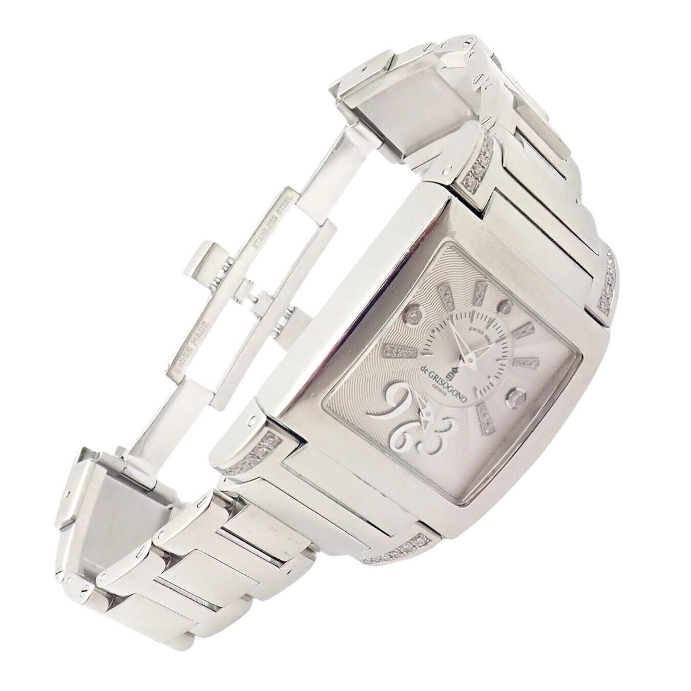 Rare! De Grisogono Stainless Steel Diamond Ladies Dual Time Instrumentino Watch | Fortrove