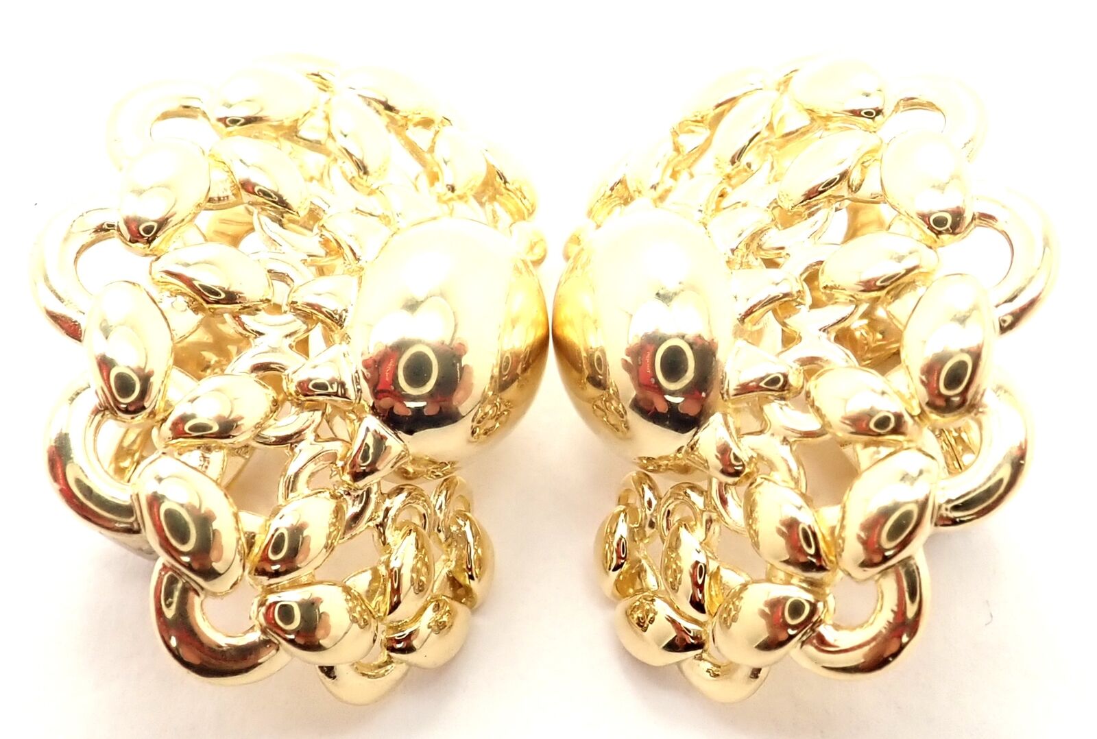 Authentic! Vintage Hermes 18K Yellow Gold Large Earrings | Fortrove