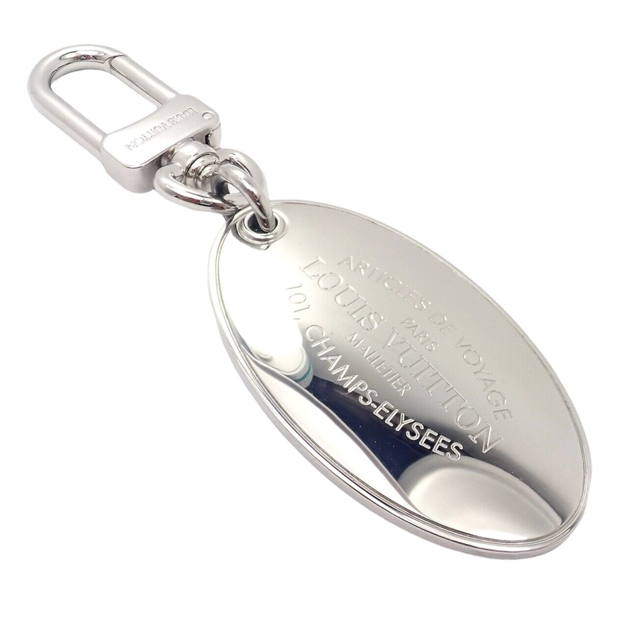 Authentic Louis Vuitton LV Large Stainless Steel Luggage Tag Key Chain CK 1100 | Fortrove