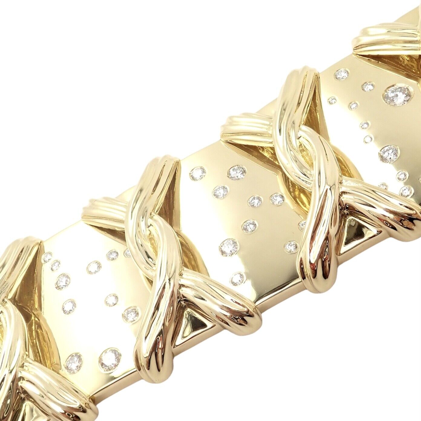 Verdura Jewelry & Watches:Fine Jewelry:Bracelets & Charms Authentic! Verdura 18k Yellow Gold Wide Diamond Constellation Bangle Bracelet