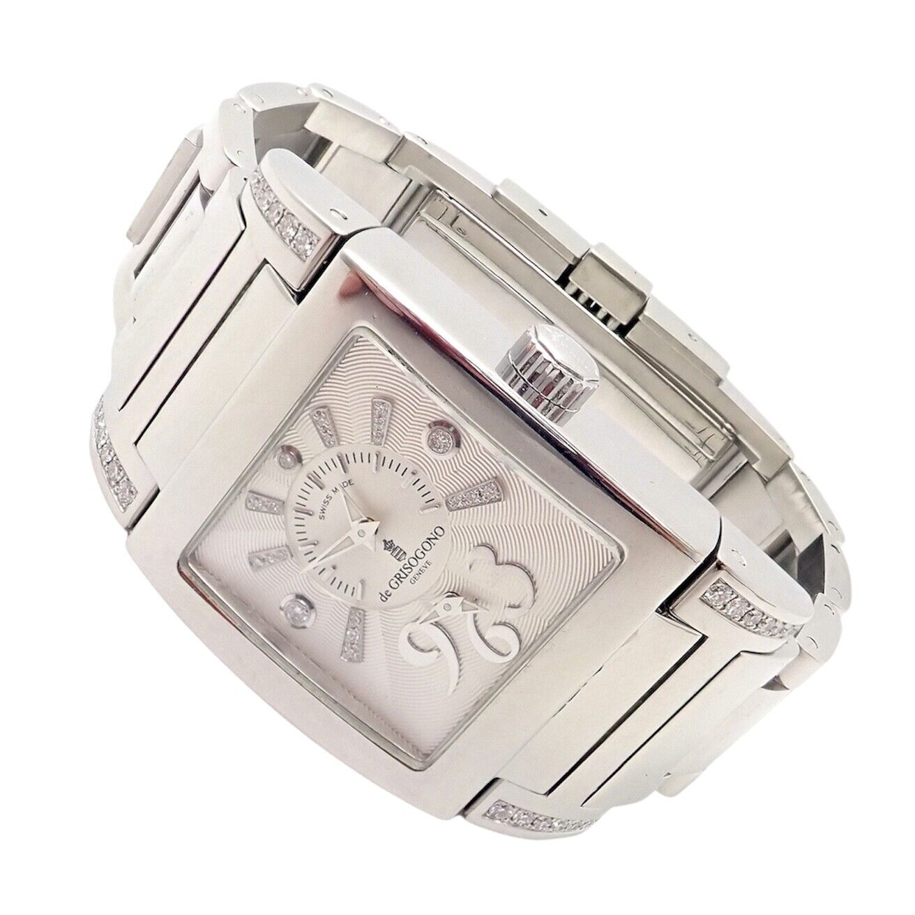 Rare! De Grisogono Stainless Steel Diamond Ladies Dual Time Instrumentino Watch | Fortrove