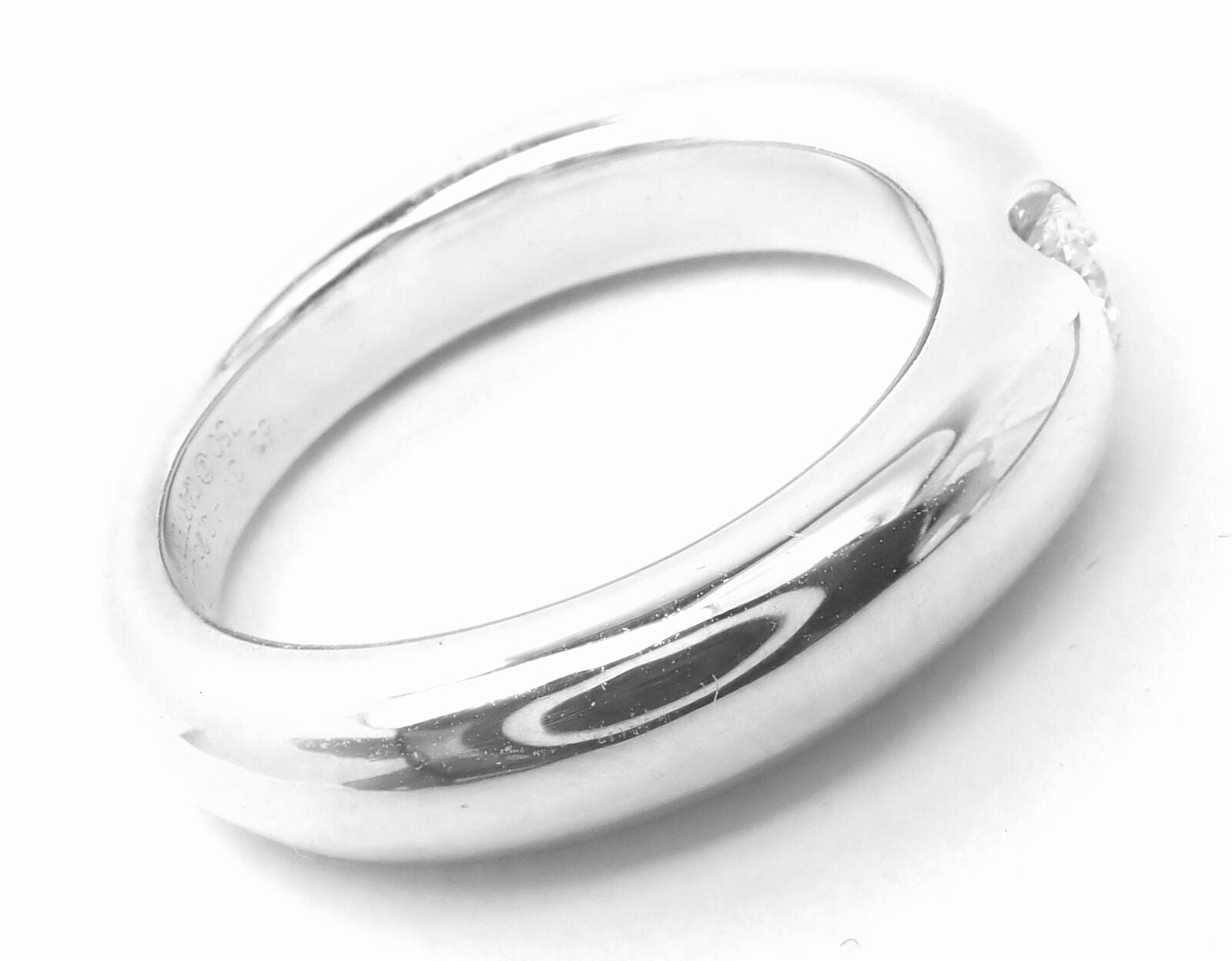Authentic! Cartier 18k White Gold Diamond Ellipse Band Ring Size 53 US 6 1/4 | Fortrove