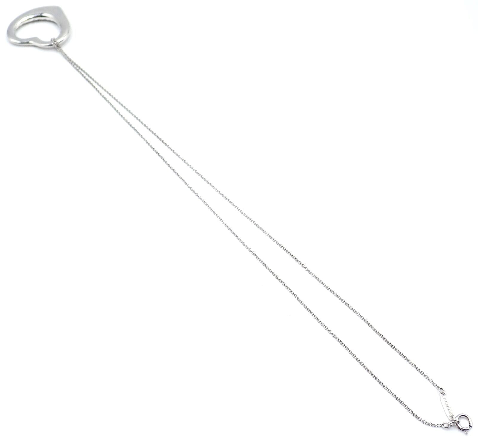 Authentic Tiffany & Co Peretti Platinum Diamond Large Open Heart Necklace $26000 | Fortrove