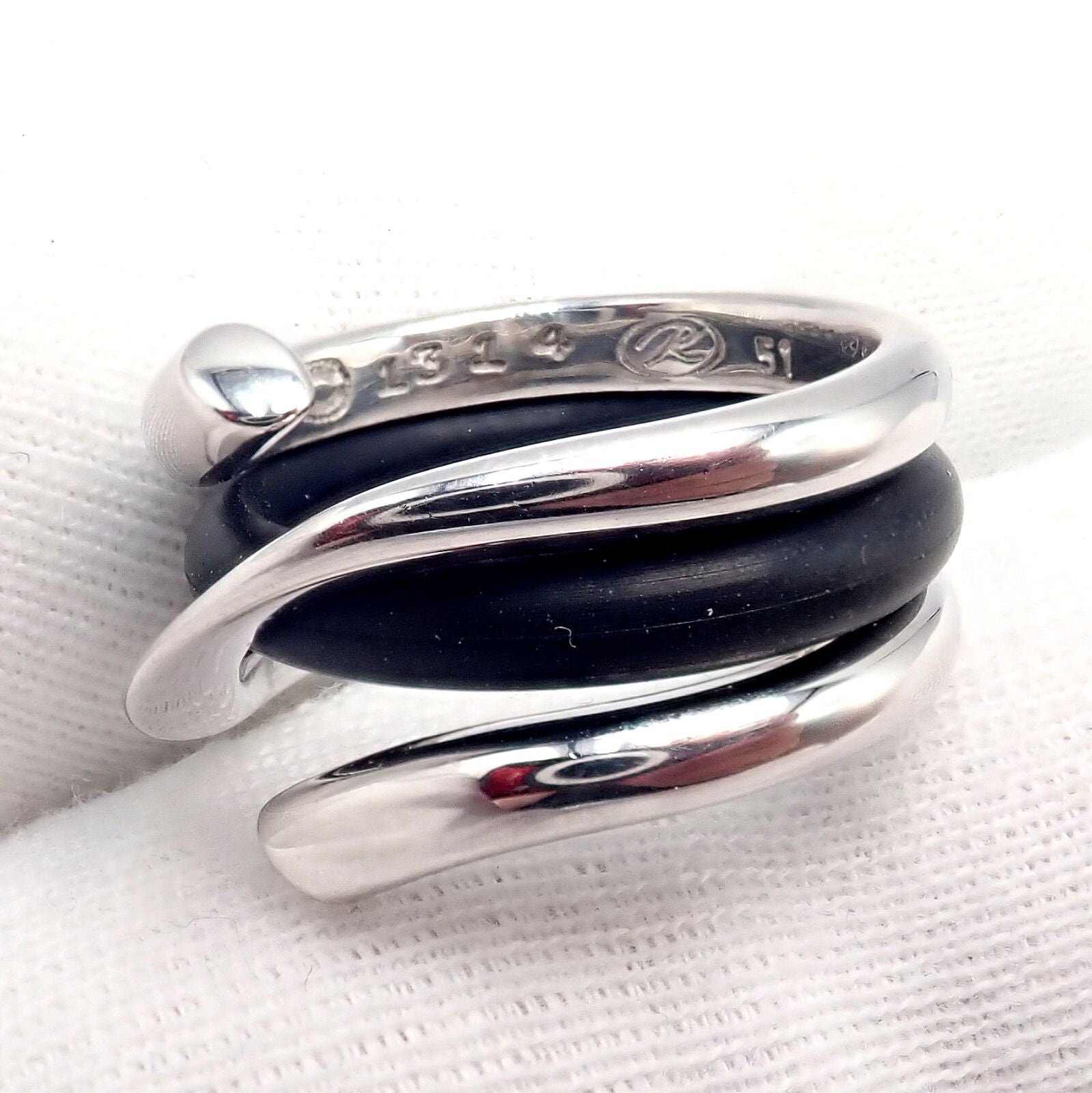 Authentic! Georg Jensen 18K White Gold Magic Rubber Ring sz 5.5 51 | Fortrove